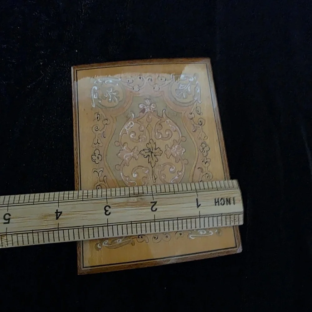 VTG Italian Sorrento Ware Inlaid Wood Trinket Jewelry Box – Foliate Scroll Italy